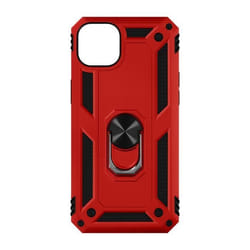 Coque iPhone 14 - AVIZAR - Hybride Antichoc - Bague de maintien - Rouge - Bi-matière