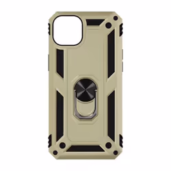 Coque iPhone 14 Plus - AVIZAR - Hybride Antichoc - Bague de maintien dorée - Compatible support magnétique