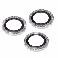 Film caméra iPhone 14 Pro et 14 Pro Max Verre trempé Contour pailleté argent