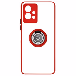 Coque - Vivo - Y55 5G - Bi-matière - Bague de maintien - Support vidéo rouge