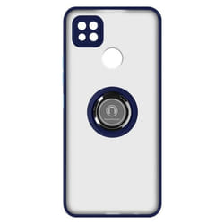 Coque Xiaomi Redmi 10A Bi-matière Bague Métallique Support Vidéo bleu