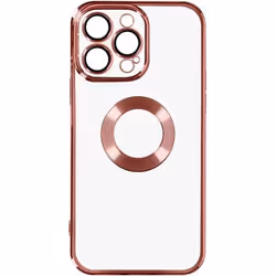 Coque de protection - Silicone - iPhone 14 Pro Max - Transparent - Rose chromé - Protection caméra