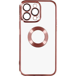 Coque de protection - Silicone - iPhone 14 Pro Max - Transparent - Rose chromé - Protection caméra