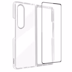 Coque pour Samsung Galaxy Z Fold 4 - AVIZAR - Silicone Gel et Verre Trempé 9H - Noir - Rigide - Lisse - Mixte