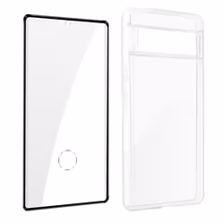 Coque pour Google Pixel 7 Pro Silicone Gel et Film Verre Trempé 9H Contour noir
