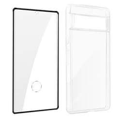 Coque pour Google Pixel 7 Pro Silicone Gel et Film Verre Trempé 9H Contour noir