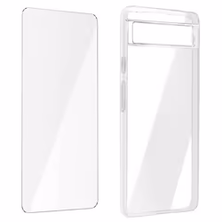 Coque AVIZAR pour Google Pixel 6a - Silicone Gel et Film Verre Trempé 9H - Transparent