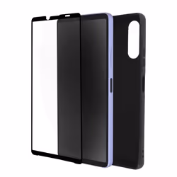 Coque AVIZAR Sony Xperia 10 IV en silicone gel souple noir et verre trempé 9H contour noir
