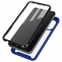 Coque intégrale - AVIZAR - Oppo Reno 8 Lite 5G - Dos Transparent - Contour Silicone Bleu - Protection renforcée