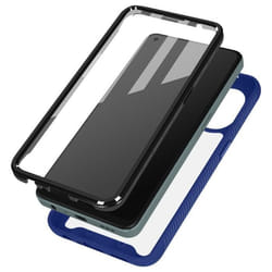 Coque intégrale - AVIZAR - Oppo Reno 8 Lite 5G - Dos Transparent - Contour Silicone Bleu - Protection renforcée