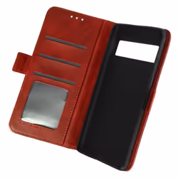 Étui Portefeuille AVIZAR pour Google Pixel 7 Pro - Rouge - Double Languette Magnétique - Fonction Support Vidéo
