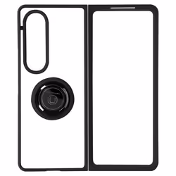 Coque - Samsung - Galaxy Z Fold 4 - Bi-matière - Bague Métallique - Support Vidéo Noir