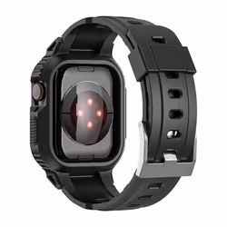 Bracelet pour Apple Watch 41mm / 40mm / 38mm Silicone avec Coque Antichoc Noir