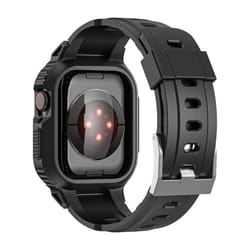 Bracelet pour Apple Watch 41mm / 40mm / 38mm Silicone avec Coque Antichoc Noir