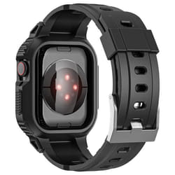 Bracelet pour Apple Watch Ultra 49mm - AVIZAR - Silicone - Noir - Boucle - Protection du boîtier