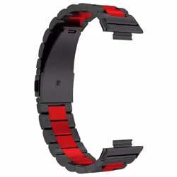 Bracelet - AVIZAR - Huawei Watch Fit 2 - Acier Inoxydable - Bicolore Noir/Rouge - Boucle Déployante
