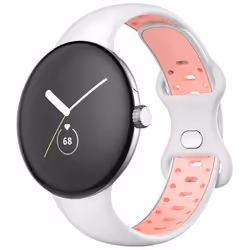 Bracelet AVIZAR pour Google Pixel Watch en silicone bicolore souple blanc et rose