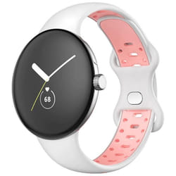 Bracelet AVIZAR pour Google Pixel Watch en silicone bicolore souple blanc et rose