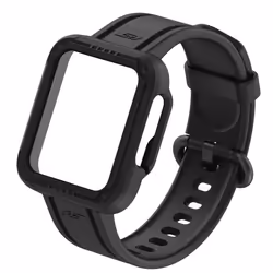 Bracelet AVIZAR pour Xiaomi Redmi Watch 2 Lite en silicone noir avec bords surélevés et sangle ajustable