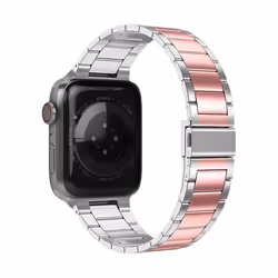 Bracelet pour Apple Watch 41mm / 40mm / 38 mm Maillons Acier Argent / Rose