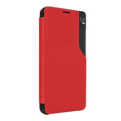 Étui Samsung Galaxy S23 Fenêtre Affichage Heure Support Vidéo Rouge