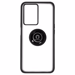 Coque pour Oppo A77 A57 et A57s Bi-matière Bague Métallique Support Vidéo Noir