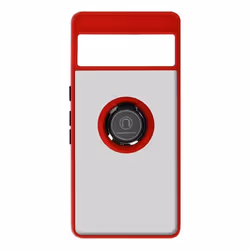 Coque pour Google Pixel 7 Bi-matière Bague Métallique Support Vidéo Rouge