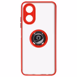 Coque pour Oppo A17 Bi-matière Bague Métallique Support Vidéo Rouge