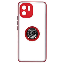 Coque de protection AVIZAR pour Xiaomi Redmi A1 - Bi-matière - Bague Métallique - Rouge