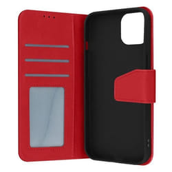 Housse pour iPhone 14 en Cuir Premium avec Porte-carte et Fonction support Vidéo - AVIZAR - Rouge