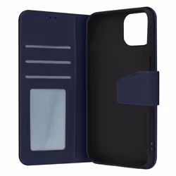 Housse iPhone 14 Plus - AVIZAR - Cuir premium - Porte-carte - Fonction support vidéo - Bleu