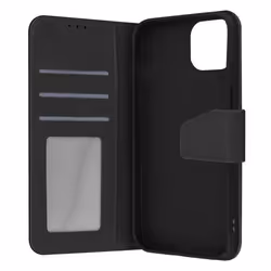 Housse pour iPhone 14 Pro - AVIZAR - Cuir premium - Porte-carte - Fonction support Vidéo - Noir