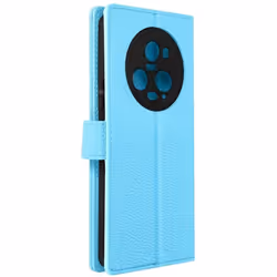 Housse pour Honor Magic 5 Pro - AVIZAR - Support Vidéo Portefeuille Simili Cuir Litchi bleu