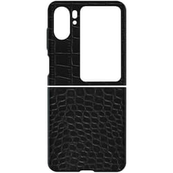 Coque Cuir pour Oppo Find N2 Flip Effet Croco Bords Surélevés Noir