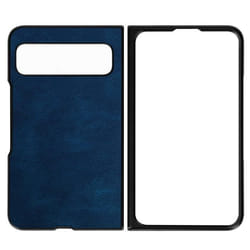 Coque de protection rigide en simili cuir bleu foncé pour Google Pixel Fold - AVIZAR