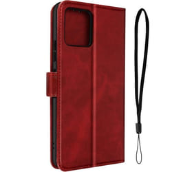 Étui pour Motorola Moto G72 - AVIZAR - Clapet Portefeuille Support Vidéo - Rouge - Rigide - Mat