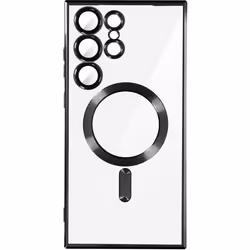 Coque MagSafe pour Samsung S23 Ultra protection caméra Transparent / Noir