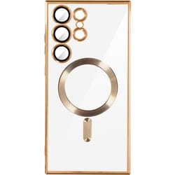 Coque MagSafe pour Samsung S23 Ultra protection caméra Transparent / Doré