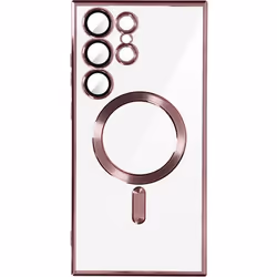 Coque - AVIZAR - Samsung S23 Ultra - Protection caméra transparente - Anneau magnétique - Rose