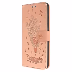 Étui Portefeuille AVIZAR pour Xiaomi Redmi 12C - Motif Papillon Floral Rose - Rigide - Rabat
