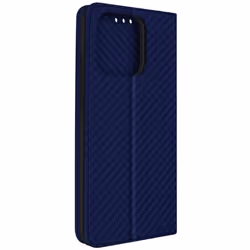 Etui pour Xiaomi Redmi 12C - AVIZAR - Effet carbone - Clapet magnétique - Support vidéo - Bleu