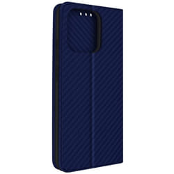 Etui pour Xiaomi Redmi 12C - AVIZAR - Effet carbone - Clapet magnétique - Support vidéo - Bleu