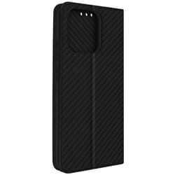 Etui pour Xiaomi Redmi 12C - AVIZAR - Noir - Effet carbone - Clapet magnétique - Support vidéo