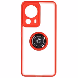 Coque pour Xiaomi 13 Lite - AVIZAR - Bi-matière Bague Métallique Support Vidéo - Rouge