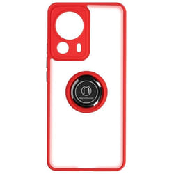 Coque pour Xiaomi 13 Lite - AVIZAR - Bi-matière Bague Métallique Support Vidéo - Rouge