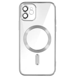 Coque MagSafe - Apple - iPhone 12 - Silicone - Argent - Contour chromé