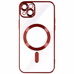 Coque - Apple - iPhone 13 - Silicone Rouge - Contour Chromé - Compatible MagSafe