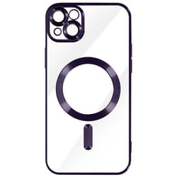 Coque - Apple - iPhone 13 - Silicone - Violet - MagSafe - Contour chromé