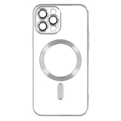 Coque MagSafe - Apple - iPhone 13 Pro Max - Silicone - Argent - Contour chromé
