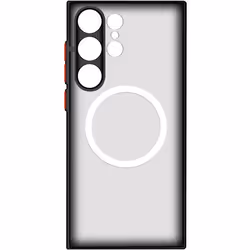 Coque MagSafe - Samsung - S23 Ultra - Noir - Antichocs - Dos fumé et contour coloré